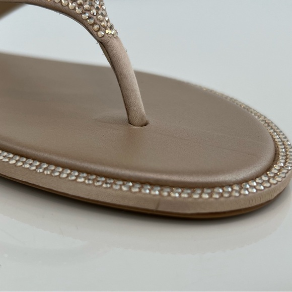 RENE CAOVILLA DIANA BEIGE SATIN HONEY STRASS SANDALS SIZE IT 38 / US 38 NIB! - Picture 17 of 17